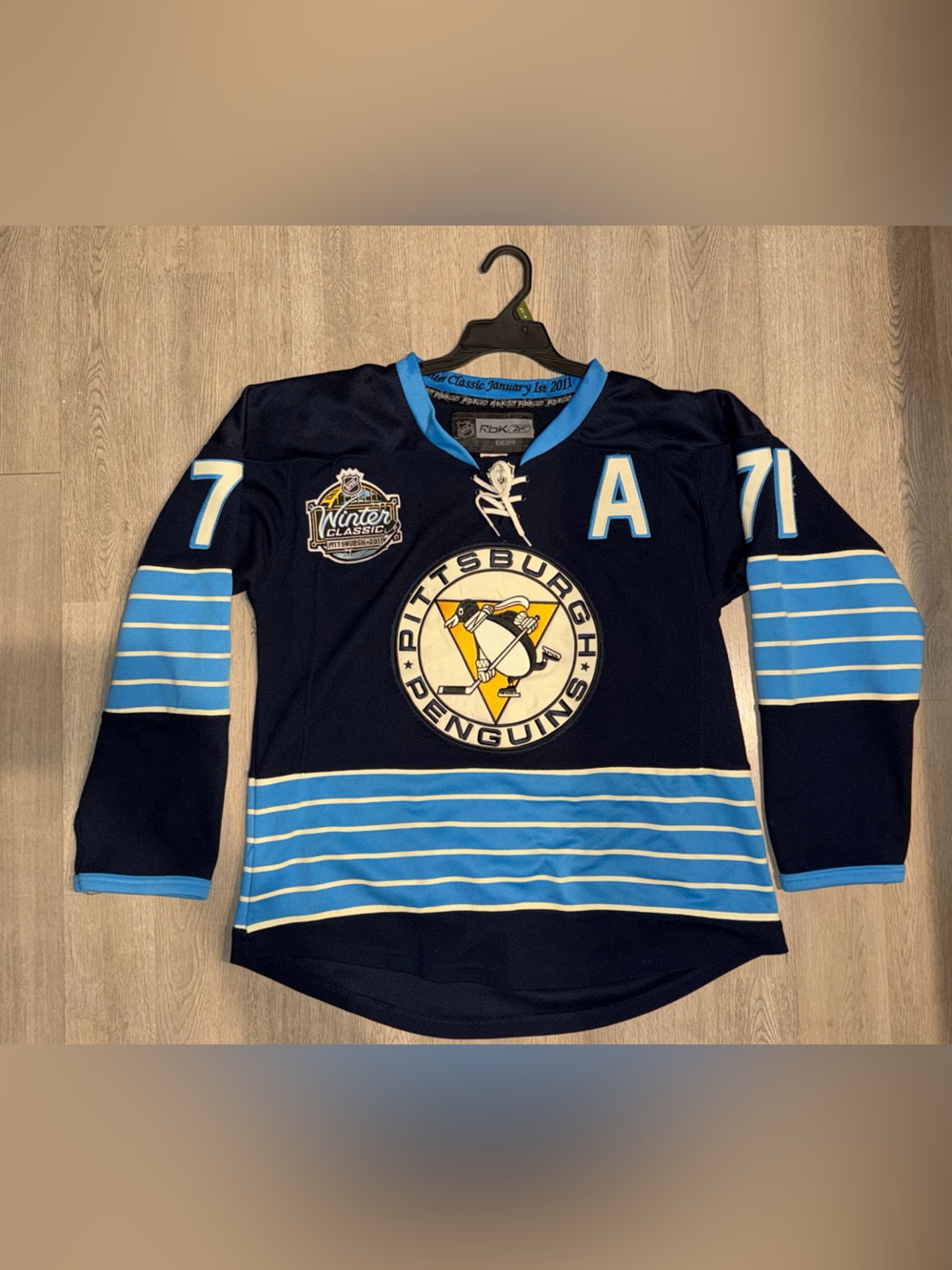 Reebok Pittsburgh Penguins Navy & Light Blue Vintage-Style Hockey Jersey